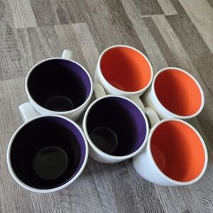 Rachael Ray Rise Coffee Mugs Set of 6 White Purple Orange Bold Ceramic